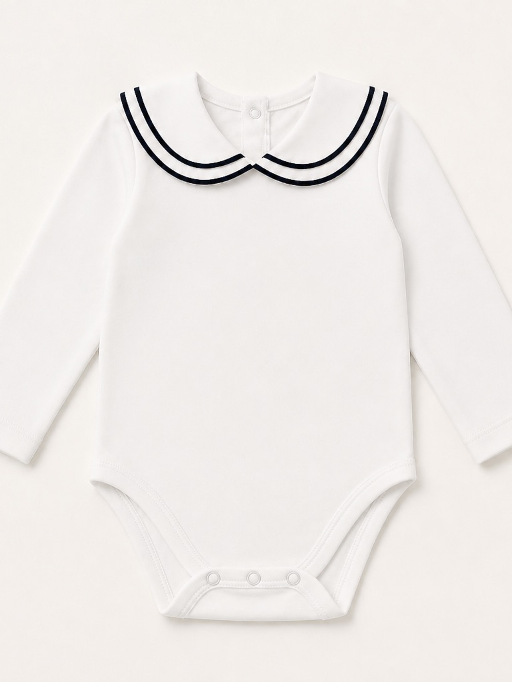 Jacadi Cotton Peter Pan Sailor Trim Collar Black White Onesie 24 Months
